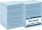 S&T INC. 50 Pack Microfiber Cleaning Cloth, Bulk Towels for Home, Reusable Microfiber Towels for Cars, Cleaning Rags, Light Blue, 11.5 Inches x 11.5 Inches, 50 Count