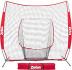ZELUS Baseball Net 7 ft x7 ft, Softball Hitting & Pitching with Carry Bag, Ground Stakes, Portable Backstop & Bow Frame, Training Equipment for All Ages