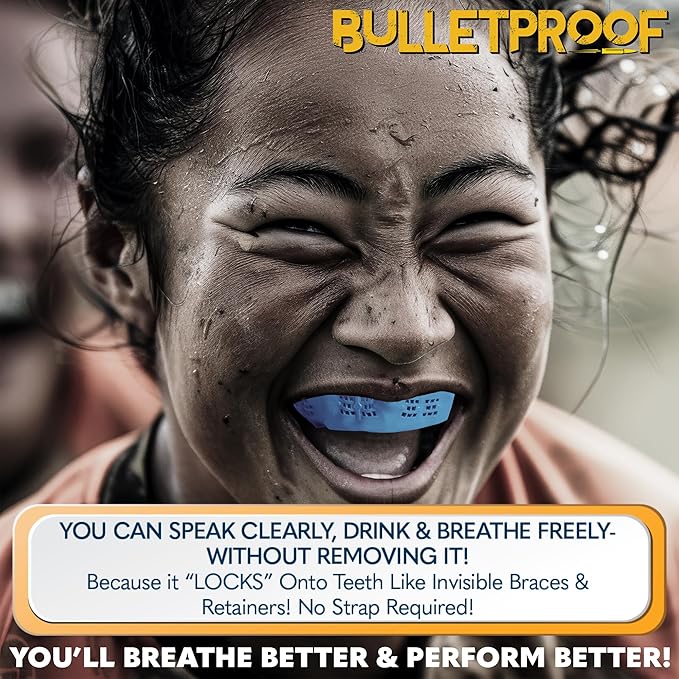 Bulletproof: World’s Thinnest Most Breathable Mouthguard is 3X Stronger! Football MMA Hockey Rugby Basketball BJJ Lacrosse Boxing Sports Mouth Guard Grinding Teeth. Men Women Adult Youth Kids Braces