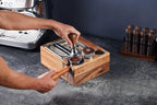 Espresso Knock Box and Tamping Station with Removable Organizer for 51mm, 54mm Ideal for Espresso Enthusiasts and Family Baristas