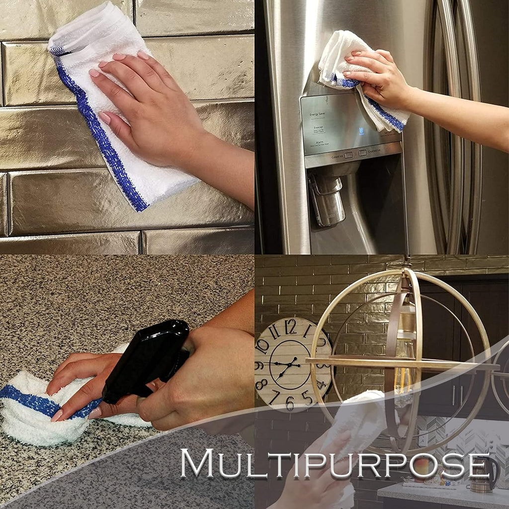 GOLD TEXTILES 60 PC New Cotton Blend White Restaurant Bar Mops Kitchen Towels 28oz (5 Dozen) (60, White)