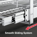 Pull Out Cabinet Organizer(11" W x 21" D), 2 Tier Wire Basket Slide Out Shelf Storage with Wood Handle, Pull Shelf Drawers for 12-1/4” Cabinet Opening, Chrome