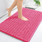 Arotive Luxury Chenille Bathroom Rug Mat, Extra Soft Thick Absorbent Shaggy Bath Rugs, Non-Slip Machine Wash Dry, Plush Bath Mats for Bathroom, Shower and Tub, 30x20, Deep Pink