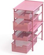 Simple Houseware Stackable 2 Tier Sliding Basket Organizer Drawer, Pink