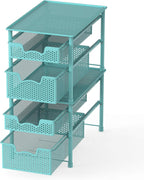 Simple Houseware Stackable 2 Tier Sliding Basket Organizer Drawer, Turquoise