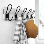 Dseap Coat Rack Wall Mounted - Heavy Duty Farmhouse Rustic Wall Coat Hanger with 5 Wire Hooks for Clothes Hat Jacket Towel, RusticWire, J1-5A, Whitewash & Black, Pack of 2
