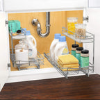 LYNK PROFESSIONAL® Pull Out Under Sink Kitchen Cabinet Organizer - 11.5 in. x 18 inch deep Drawer - Sliding Shelf Organizer for Cabinets and Undersink Storage Shelves - Lifetime Ltd. Warranty – Chrome