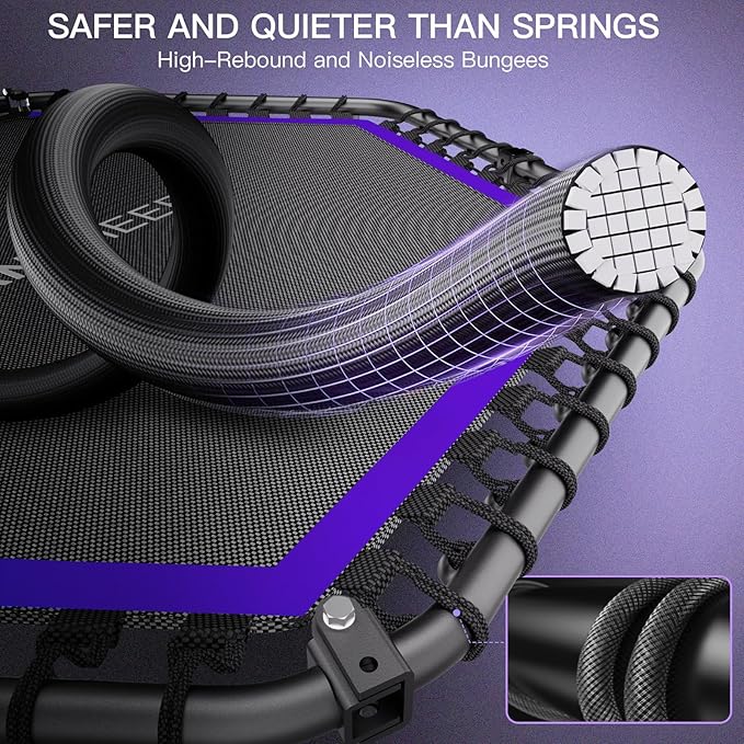 ANCHEER 50" Rebounder Trampoline for Adults With Bar, 550 LBS Mini Trampoline Quiet Exercise Bungee Jumping Cardio Trainer Workout