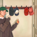 SKOLOO 39-Inch Cherry Wood Coat Rack Wall Mount with 6 Triple Hooks - Ideal for Family Entrances, Classrooms, and Pet Supplies Storage - Perfect Coat Hooks for Wall