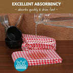 Native Fab 12 Pack Gingham Check Kitchen Towels 16"x26" - Mini Plaid Cotton Dish Towels Washable - Absorbent Tea Towel, Soft Hand Towel with Hanging Loop, Dish Cloth Set - Red White