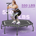 ANCHEER 50" Rebounder Trampoline for Adults- 2025 Foldable Mini Trampoline with Bar- Exercise Trampoline for Adults, Max Load 450lbs/550lbs, for Indoor/Garden Workout