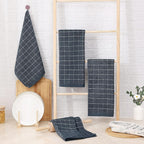 Homaxy 100% Cotton Terry Kitchen Towels(Dark Grey, 13 x 28 inches), Checkered Designed, Soft and Super Absorbent Dish Towels, 8 Pack