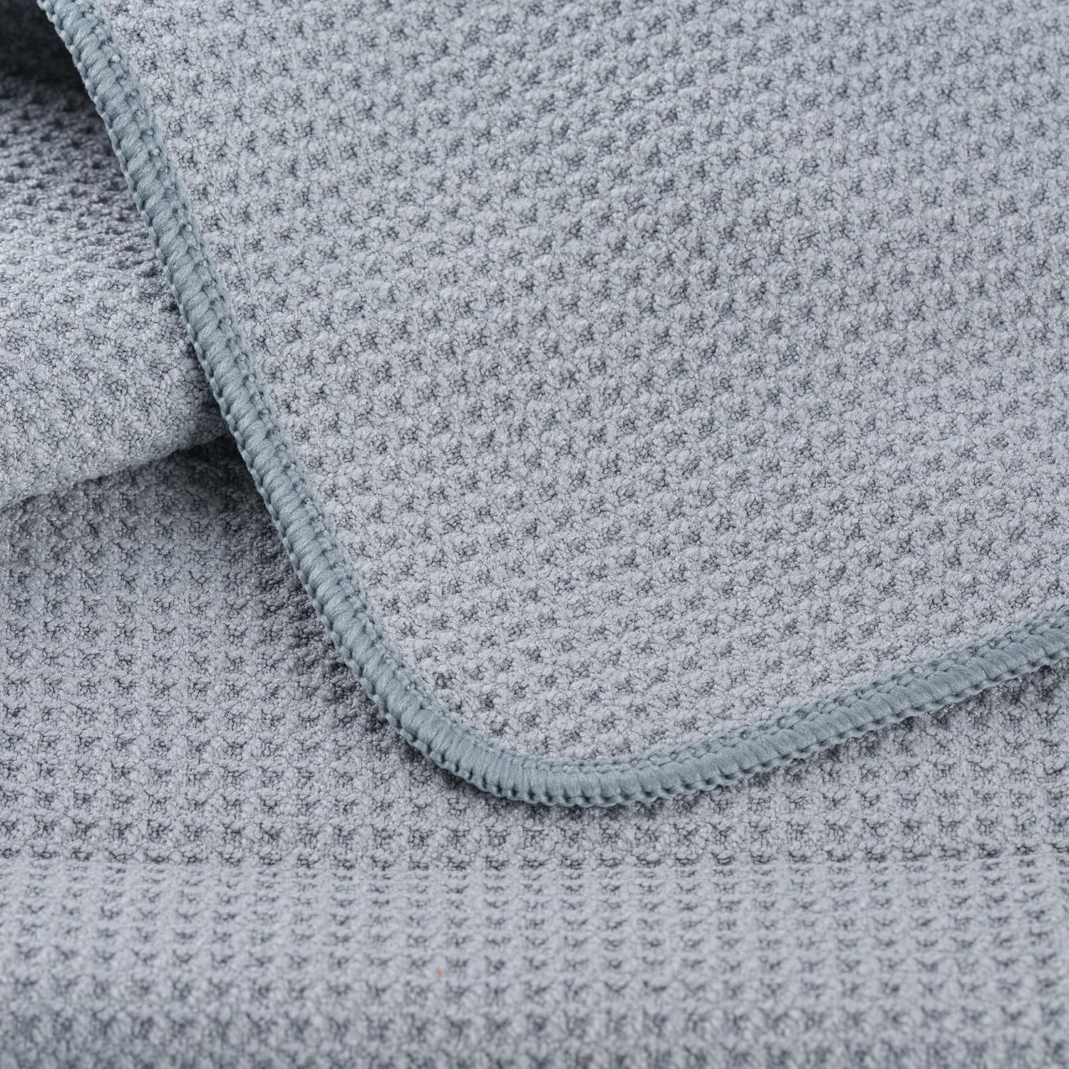 POLYTE Premium Microfiber Kitchen Dish Hand Towel Waffle Weave 12 Pack (16x28 in, Gray)