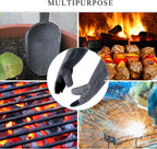 RAPICCA Fireplace Gloves Fire Heat Resistant: Grey 16IN 662℉- Fireproof Leather for Fireplace Fire pit Wood stove Campfire Furnace BBQ Grill Oven Stick Mig Welding Welder Gear - Birthday Gift for men