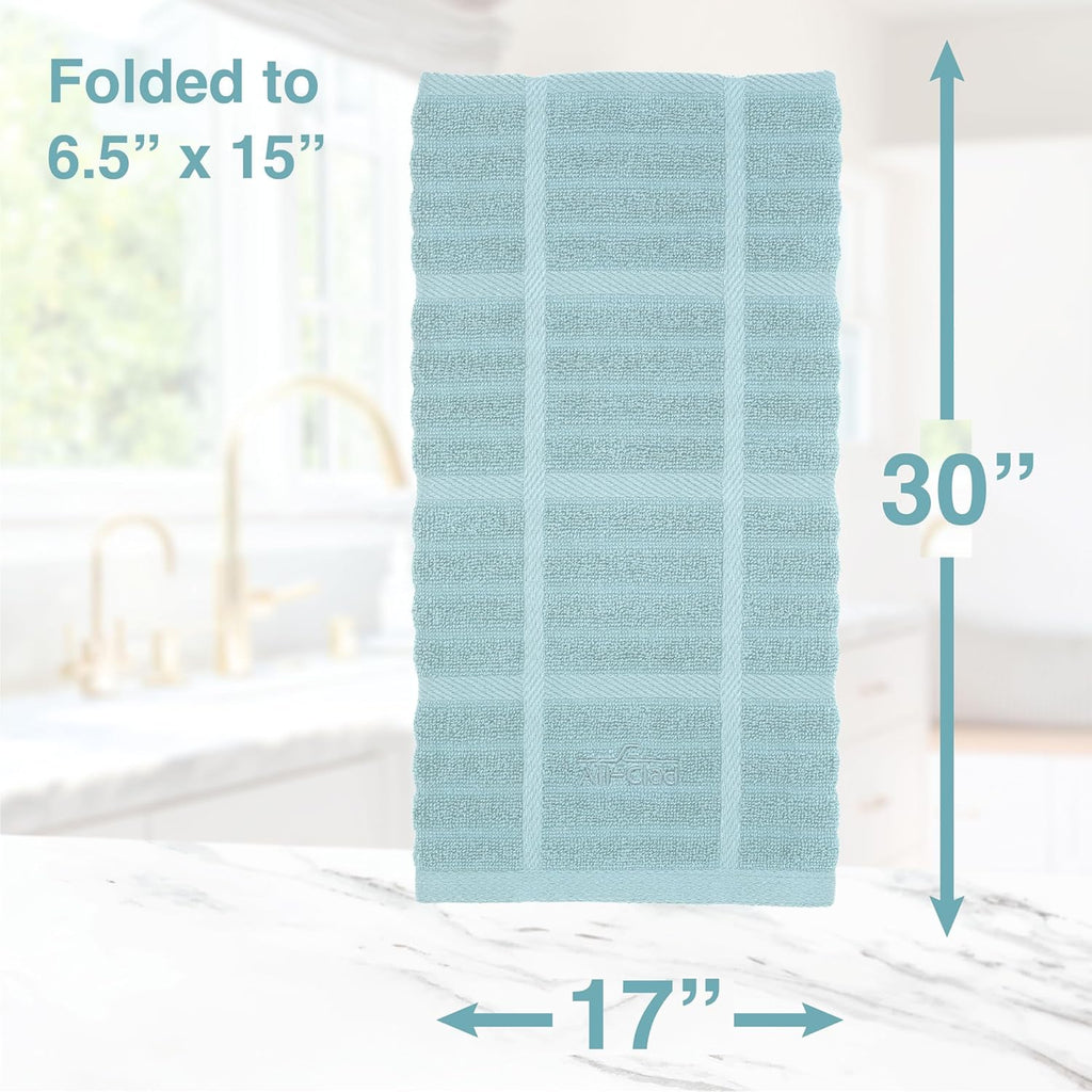 All-Clad Solid Kitchen Towel: Highly Absorbent - 100% Cotton, 17"x30" Towel for Cleaning & Drying Dishes, Glassware, or Countertops, 1-Pack, Rainfall