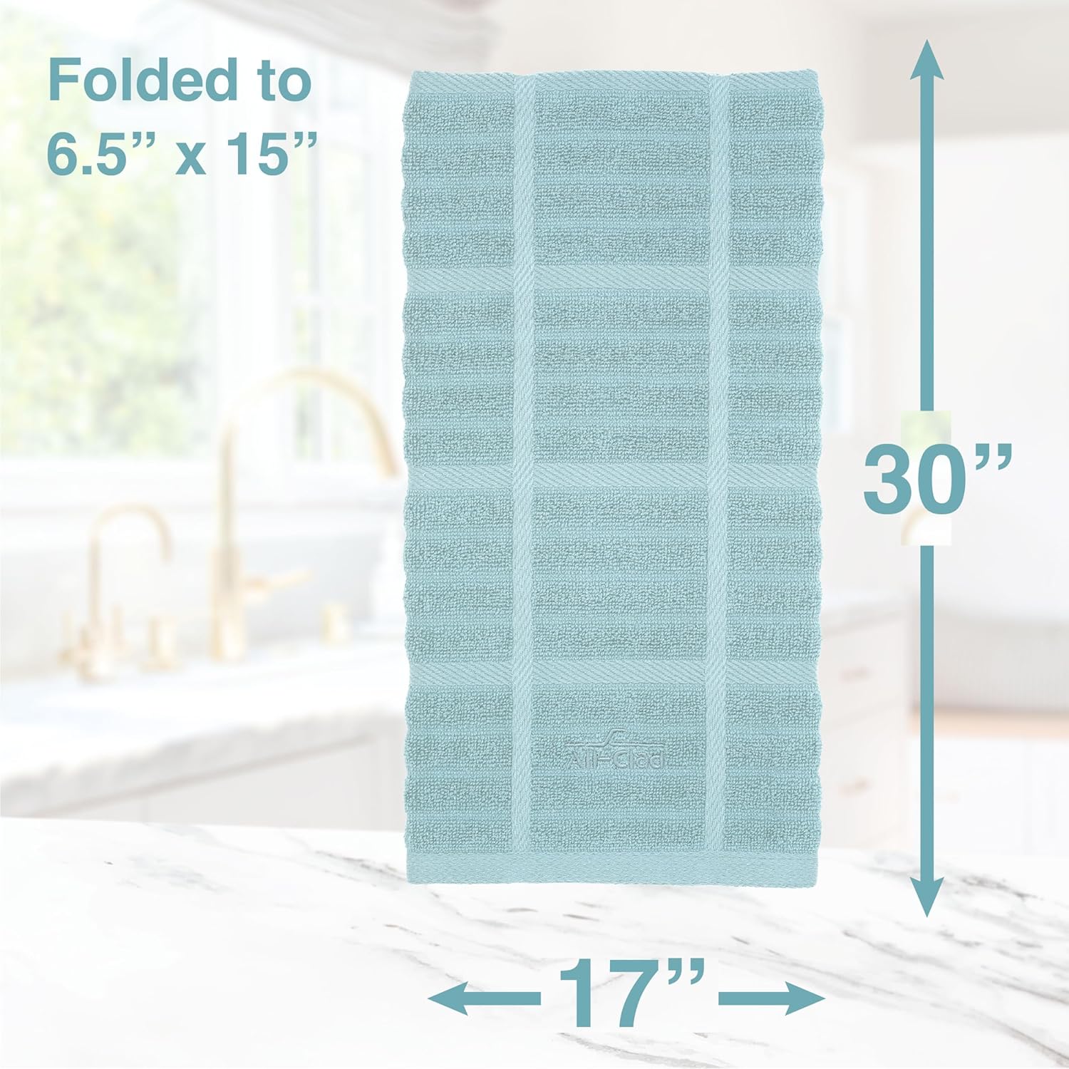 All-Clad Solid Kitchen Towel: Highly Absorbent - 100% Cotton, 17"x30" Towel for Cleaning & Drying Dishes, Glassware, or Countertops, 1-Pack, Rainfall