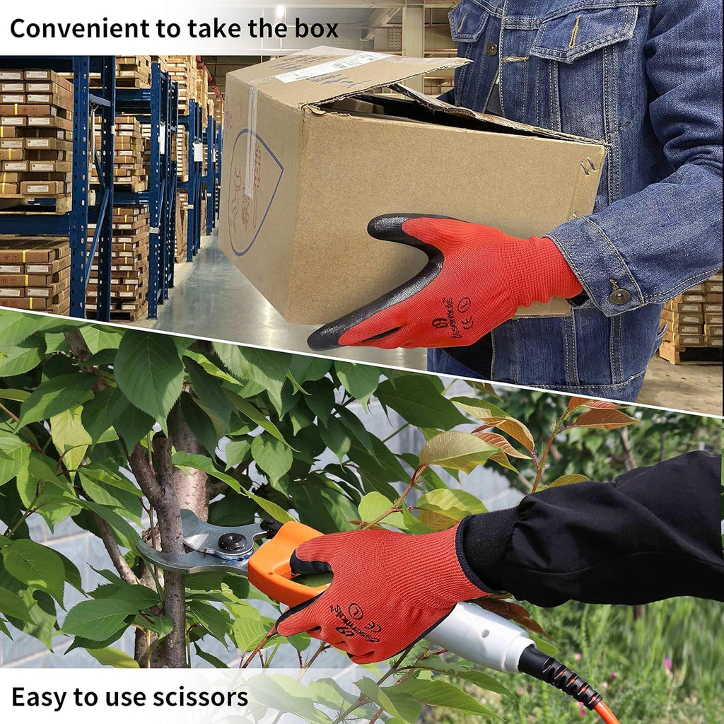 I9 Essentials Nitrile Coated Work Gloves - 12 Pairs Large, Durable, Breathable Safety Gloves for Construction, Gardening, Carpentry – Washable, Reusable for men and women