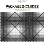 Esatto 6 Pack Interlocking Shelf Mats 12″, Black – for Spills, Clean Bars, Stain Protection, and an Anti-Slip Surface