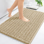 Arotive Luxury Chenille Bathroom Rug Mat, Extra Soft Thick Absorbent Shaggy Bath Rugs, Non-Slip Machine Wash Dry, Plush Bath Mats for Bathroom, Shower and Tub, 34x21, Beige