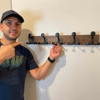 SKOLOO 24-Inch Wood Burnt Coat Rack Wall Mount with 5 Triple Hooks - Ideal for Family Entrances, Classrooms, and Pet Supplies Storage - Perfect Coat Hooks for Wall, Pack of 2