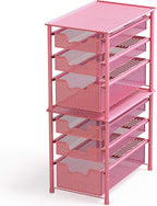 Simple Houseware Stackable 3 Tier Sliding Basket Organizer Drawer, Pink
