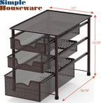 Simple Houseware Stackable 3 Tier Sliding Basket Organizer Drawer, Bronze