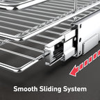 Pull Out Cabinet Organizer(14" W x 21" D), Heavy Duty Slide Out Pantry Shelves, Storage Shelf Drawer Basket for 15-1/4” Cabinet Opening, Pull Shelf Storage for Pots, Chrome