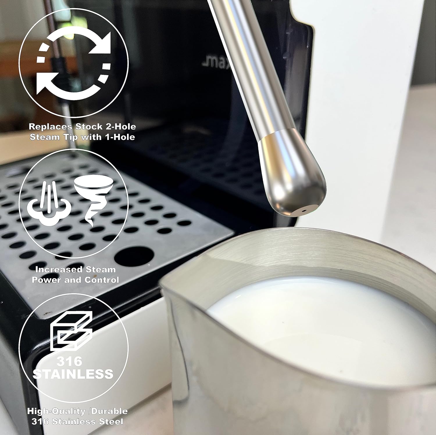 Low Profile Drip Tray One Hole Steam Tip and 9 Bar 6 Bar OPV Spring Modification Kit compatible with Gaggia Classic Pro