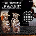 Esatto 12 Pack Interlocking Shelf Mats 12″, Black – for Spills, Clean Bars, Stain Protection, and an Anti-Slip Surface