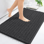 Arotive Luxury Chenille Bathroom Rug Mat, Extra Soft Thick Absorbent Shaggy Bath Rugs, Non-Slip Machine Wash Dry, Plush Bath Mats for Bathroom, Shower and Tub, 34x21, Dark Grey