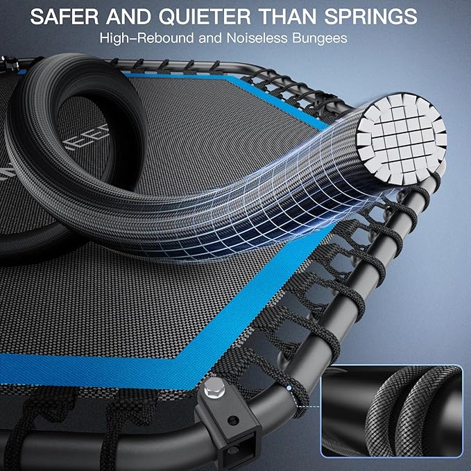 ANCHEER 50" Rebounder Trampoline for Adults With Bar, 550 LBS Mini Trampoline Quiet Exercise Bungee Jumping Cardio Trainer Workout