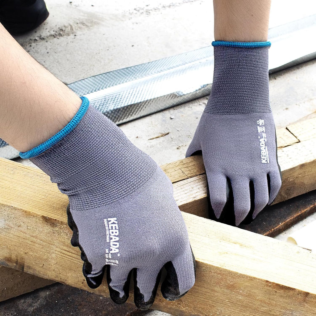 Kebada Work Gloves for Men and Women, Foam Nitrile Coated Safety Gloves with Grip, Ideal for Warehouse Package Handling, Gardening, Mechanic and Construction, XS