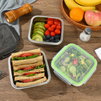 3 Pack Sandwich Containers, 24oz Stainless Steel Sandwich Box with Airtight Lids, Reusable Metal Meal Prep Lunch Boxes, BPA-Free, Dishwasher Safe, Food Storage Containers for Families (Green)