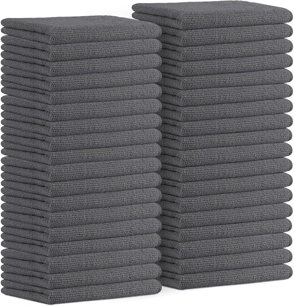 Avalon Towels Microfiber Cleaning Cloths (Value Pack of 36) Size 16" x 16", Highly Absorbent Cleaning Rags, Lint Free Cleaning Towels, Reusable and Washable, Microfiber Towels for Cars (Grey)
