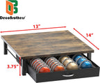 DecoBrothers Vertuo Pod Holder Drawer, 24 Large or 48 Small Nespresso Capsule Organizer, Rustic Brown