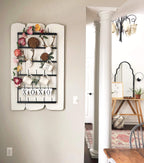 Wall Mounted Coffee Mug Rack - Large Rustic Black Iron Steel Kitchen Rack with 6 Rows - Storage for 27 Cups - Jar & Plate Holder - Vertical Display Organizer - Farmhouse Home Décor - Claimed Corner