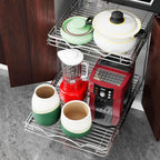 HOLDN’ STORAGE Two Tier Pull Out Cabinet Organizer, Individual Sliding Drawers - Heavy Duty Metal with Lifetime Limited Warranty - Anti Rust Chrome Finish - 22" W x 21”D x 16.5" H