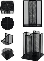 Annova Paper/Plastic Cup and Lid Holder Plastic Storage Organizer, 360°Rotating Coffee Mup Dispenser with 4 Compartments, Multifunctional Storage Rack for Home, Office, Bar, Coffee Shop (Black)