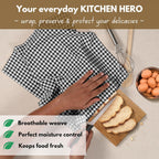 Native Fab Black Gingham Dish Towels 16"x26" Set of 12 - Cotton Mini Check Plaid Towels, Soft Absorbent Dishcloths with Hanging Loop, Kitchen Towel for Quick Drying - Black White