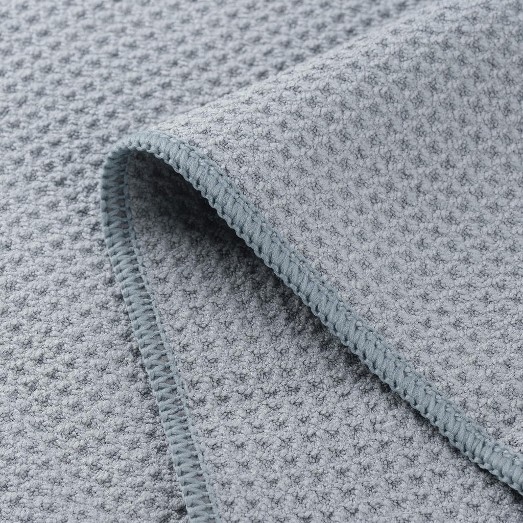 POLYTE Premium Microfiber Kitchen Dish Hand Towel Waffle Weave 12 Pack (16x28 in, Gray)