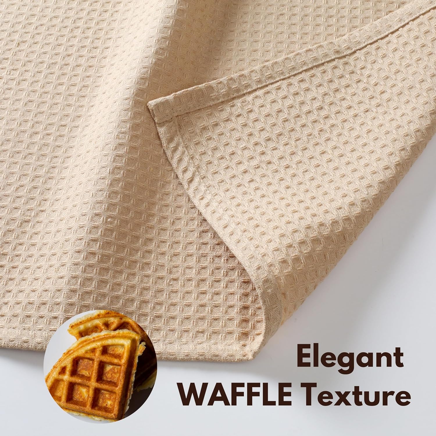 Native Fab 18 Pack Waffle Dish Cloths - 100% Cotton, 12" x 12", Absorbent, Quick Drying, Washable Towels for Cleaning, Cooking, Baking - Great for Home, Restaurants, Bars, Versatile Use - Beige
