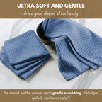 Native Fab Cotton Kitchen Towel with Hanging Loop 16x26 inches, 4-Pack, Waffle Weave Kitchen Towels for Cleaning Drying, Washcloths Soft & Absorbent Cloth Rags, Bar Towel, Dish Cloth, Sky Blue