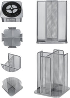 Annova Paper/Plastic Cup and Lid Holder Plastic Storage Organizer, 360°Rotating Coffee Mup Dispenser with 4 Compartments, Multifunctional Storage Rack for Home, Office, Bar, Coffee Shop (Silver)