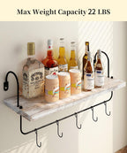 Coffee Mug Holder, Coffee Bar Shelf with Hooks Wall Mount Cup Organizer Mug Racks Pods Storage Hanger Farmhouse Kitchen Decor, White