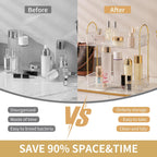 YCIA&DONE Bathroom Organizer Countertop, Makeup Storage, Skincare Cosmetic Tray Shelf, Perfume Holder Rack for Vanity Counter, Large Capacity, Easy to Install, Clean, 2 Tiers, Clear White