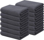 Kitinjoy 100% Cotton Waffle Weave Kitchen Towels, 12-Pack Super Soft and Absorbent Kitchen Dish Towels for Drying Dishes, Kitchen Hand Towels, 13 in x 28 in, Dark Grey