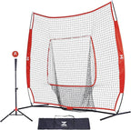 ZELUS Baseball Net 7 ft x7 ft, Softball Hitting & Pitching with Carry Bag, Ground Stakes, Portable Backstop & Bow Frame, Training Equipment for All Ages