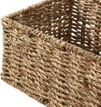 Casafield Set of 2 Bathroom Storage Baskets, Natural - Seagrass, 16" W x 6.75" D x 4.25" H, Woven Toilet Tank Topper Bins for Organizing Tissues, Toilet Paper, Toiletries, Shelves