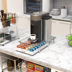 DecoBrothers Crystal Tempered Glass Vertuo Pod Holder Drawer, 28 Large or 56 Small Nespresso Capsule Organizer, White