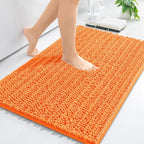 Arotive Luxury Chenille Bathroom Rug Mat, Extra Soft Thick Absorbent Shaggy Bath Rugs, Non-Slip Machine Wash Dry, Plush Bath Mats for Bathroom, Shower and Tub, 30x20, Orange